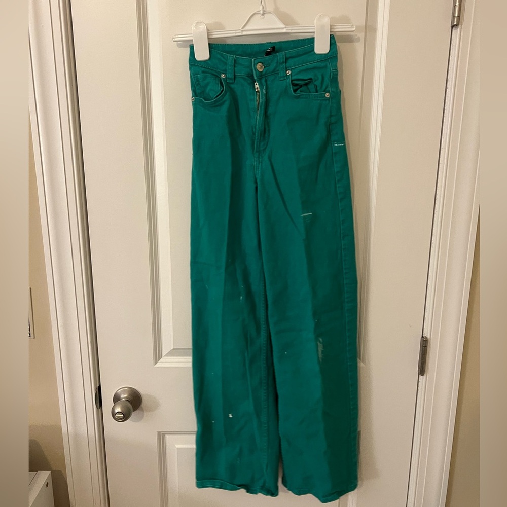 (H&M) Divided Green Pants w/ minor paint stains (w23)